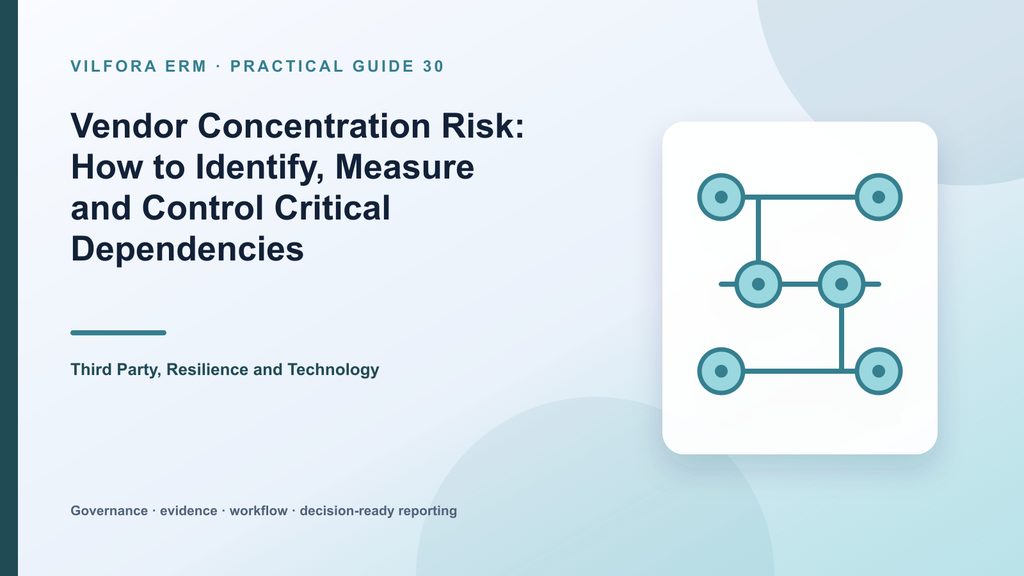 Vendor concentration risk analysis showing common providers, services, regions, subcontractors and critical business dependencies