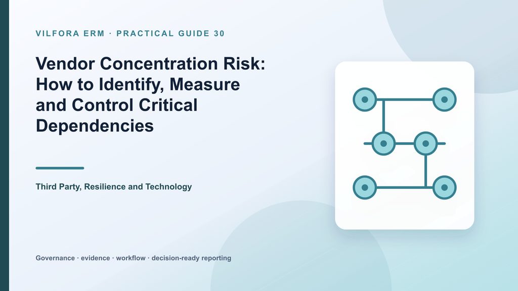 Vendor concentration risk analysis showing common providers, services, regions, subcontractors and critical business dependencies