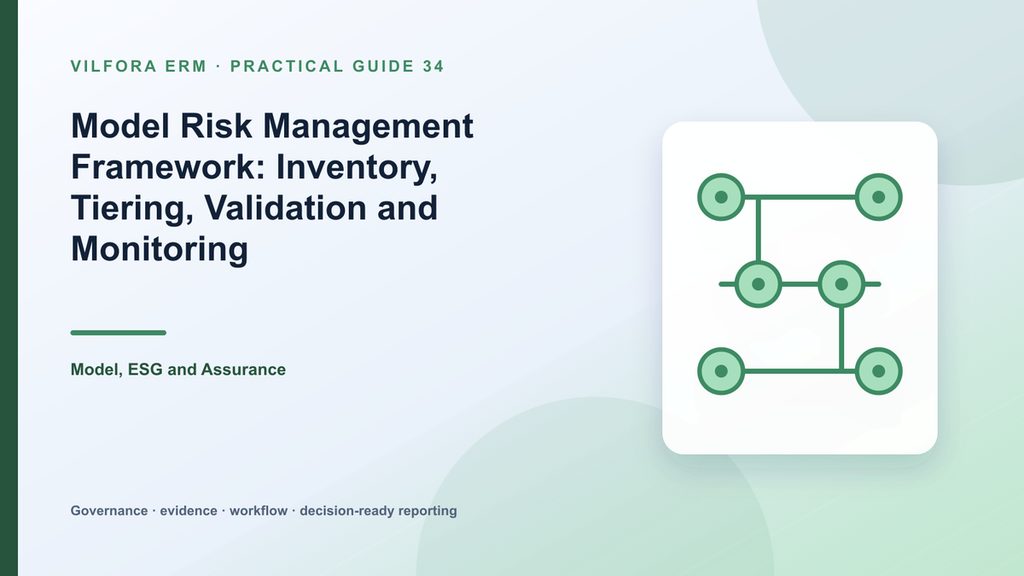 Model risk management framework linking inventory, materiality, validation, change control, monitoring and issues
