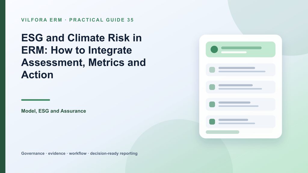 ESG and climate risk integrated into ERM through risk register, materiality, metrics, actions and disclosure