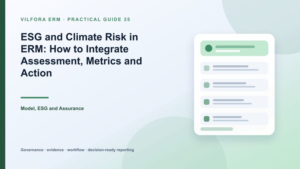 ESG and climate risk integrated into ERM through risk register, materiality, metrics, actions and disclosure