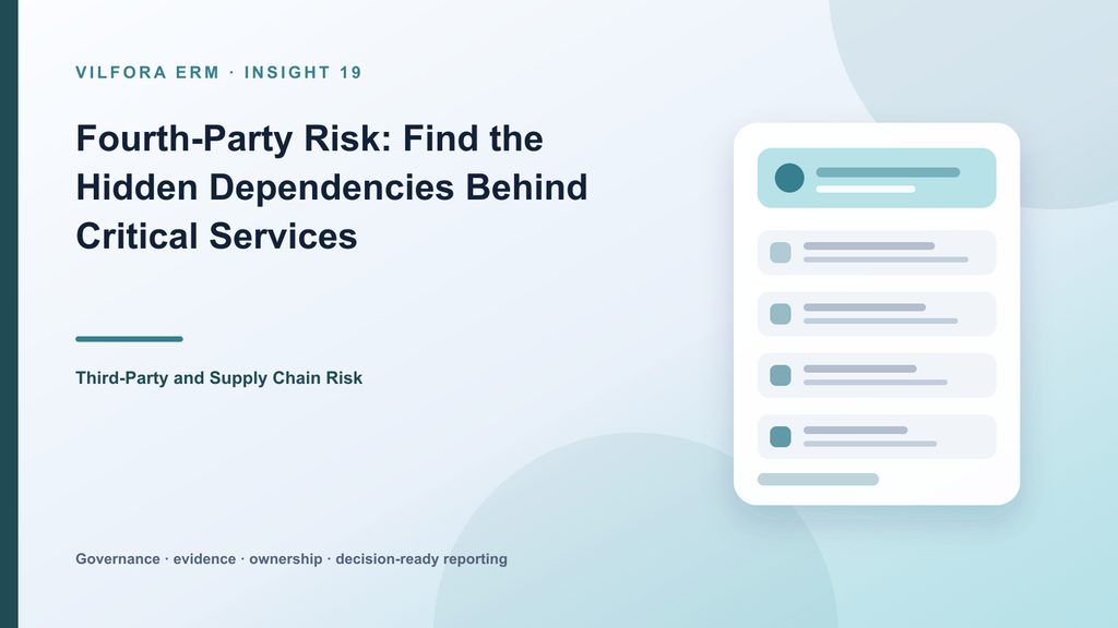 Fourth-party dependency map linking contracted suppliers, subcontractors, cloud platforms, data services and critical operations
