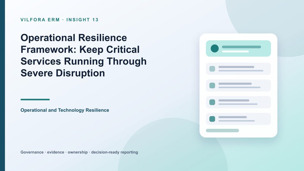 Operational resilience framework with critical services, impact tolerances, dependencies, scenarios and remediation