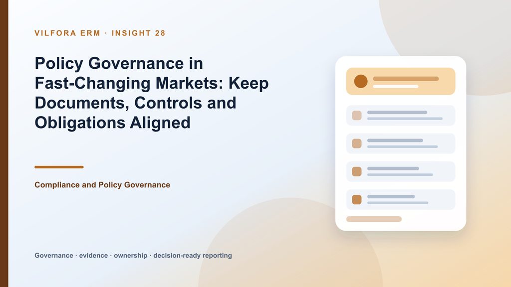 Policy governance lifecycle linking obligations, controls, versions, approvals, distribution, acknowledgement and review